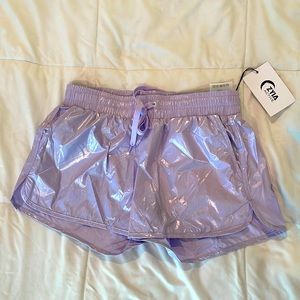 NWT lilac shine bomber shorts size M